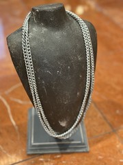 GERMANY SILVER ALUMINUM TEXTURE ROPE CHAIN LINK 54″ LIGHTWEIGHT NECKLACE VINTAGE