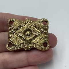1928 Gold Tone Filigree Rectangular Brooch Pin 1.25 in Vintage Marcasite Look