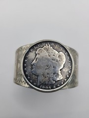Morgan 1904 Silver Dollar Coin Cuff Bracelet 925 Thunderbird Jewelry Maker 62g
