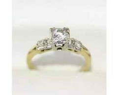 Art Deco Style Vintage Round Cut Lab Created Diamond 14K Gold FN Engagement Ring