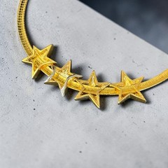 Gold-Tone Omega Chain Choker Necklace with Rhinestone Star Cluster