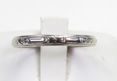 Antique Art Deco Wedding Band 18KW Ring Size 6 UK-L1/2 2.38 MM Wide dtd 1952