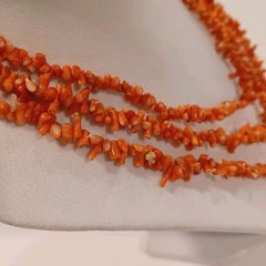 Vintage Long Chip Red Coral Necklace 25″ Long No Clasp
