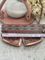 Fancy ROSE Gold Heart Locket Photo Pink Victorian Anniversary Wedding Necklace