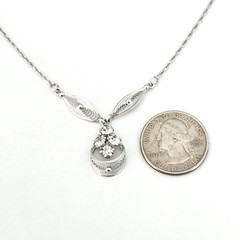 Vintage Sorrento Designer Signed 925 Sterling Silver Clear Crystal Drop Necklace