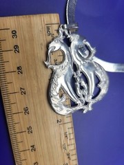 Sterling Silver ITALY 5mm Etched Herringbone Chain Necklace W Dragon Pendant 30g