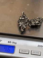 ART NOUVEAU 2-PC STERLING TOP WATCH PIN LOCKET HOLDER UNGER-STYLE PEACOCK LADY