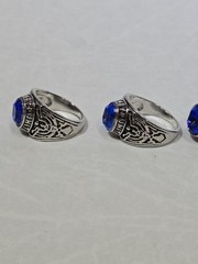 4pc Lot Size 12 Men US Army Military Rings Blue Sapphire Simulated Stone Bulk