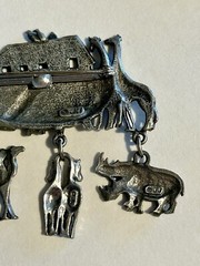 Vtg 3 Brooches JJ Signed Noah Ark Designer Don Lin, JJ & AJC Religious Vintage