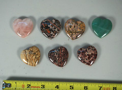 VINTAGE Seven 7 Heart Shape Natural Stone Gemstone Pendant Tiger Pattern