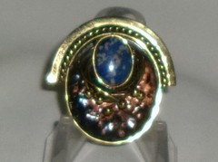 Vintage Blue Stone Brooch Mixed Metals
