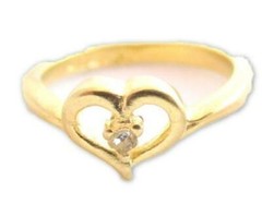 Vintage Heart Outline Clear Rhinestone Signed 14KT GE ESPO Gold Plated Ring
