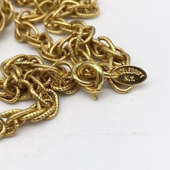 Vintage Celebrity NY Necklace Jade Green Color Lucite Gold Tone Textured Links