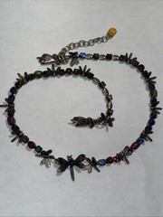 Mary Demarco Choker Dragonfly Cabochons And Rhinestone Hand Clasp Vintage 16-18”