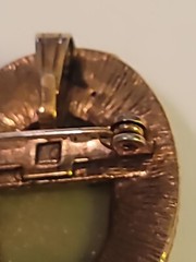 PERI Cameo Brooch Pin Vtg Signed Gold Toned Pendant Girl Woman w/Ponytail