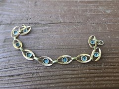 Art Deco Blue Zircon 14k Gold Bracelet