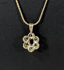 Vintage GoldTone UTC Necklace – Gold Flower Onyx .925 Sterling Silver – 22″
