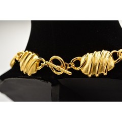 Vintage Statement Collar Necklace Polished Gold Linked Chain Chunky 1980s Bin1