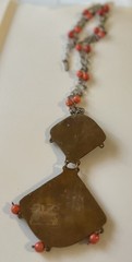 Vtg Mixed Metal Brutalist Onyx Aztec Mayan Signed Casa Luna Pendant Necklace