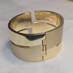 Lanvin Paris Bracelet Gold Tone Clamper Signed Costume Jewelry