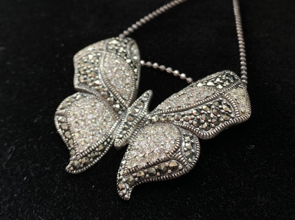Rare Vintage SLC Sterling Silver Butterfly Necklace