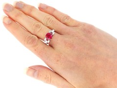 Art Deco 2.05Ct Pink Tourmaline and 0.55Ct Diamond Platinum Ring Circa 1925