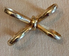 Vintage Mid Century Modern Gold Tone Abstract Bow Knot Brooch Pin 1960s 1.5″