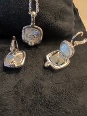 Joan Rivers Interchangeable Pierced Earrings and Necklace Silver Set