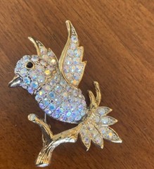 Butler Rhinestone Bird on Branch NOS-Signed