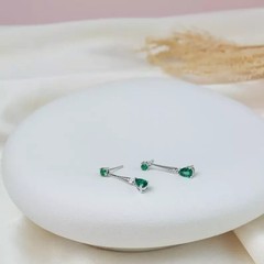 Pear Cut Lab Created Emerald Diamond Woman’s Special Earring 14K White Gold FN