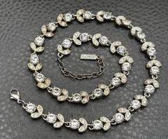 Vintage Signed Napier Crystal Rhinestone Silver Tone Choker Necklace 16-18” Long