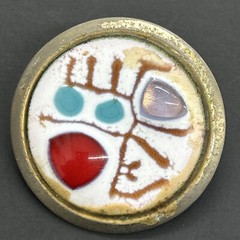 Ceramic And Metal Abstract Art Brooch Approx 1-1/4” Wide P19