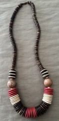 Vintage 24” Wooden Bead’s and disk Chunky Necklace various colors