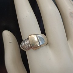 Vintage Silver Rolled Gold Modernist Dome Bשמג Ring Asymmetric Architectural 925