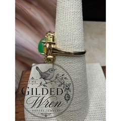 Vintage 14K Gold Jade & Tourmaline Estate Cocktail Ring | Size 7 | 4.94g