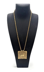 Vintage Accessocraft NY Etruscan Revival Lion Medallion Pendant Necklace