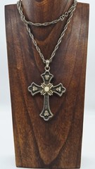 Sarah Coventry Cross Pendant Necklace 1974 Florentine Limited Ed Vintage 25 in