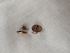 Antique Bespoke 10K Yellow Gold Cufflinks: Art Deco Repousse Ovals, Fixed Back