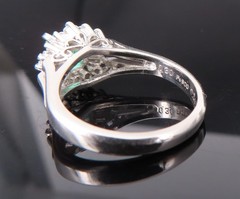 Vintage 0.30ct Colombian Emerald & 0.24ct Diamond Platinum Cocktail Ring Size 5