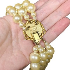 Vtg CAROLEE Majestic Pearl Necklace 3 Strand Knotted High End Art Deco 18” 13 mm