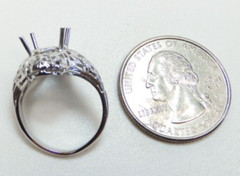 Antique Belais Filigree Engagement Mounting Hold 7MM-9.5MM 18KW Ring Size 5.25