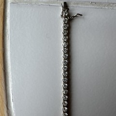 Bracelet 925 Silver, Vintage , Clear CZ Cubic Zirconia Round Tennis Bracelet 7”