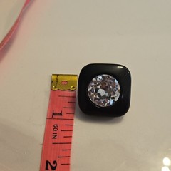 Vintage LANVIN Black & Clear Glass Square Clip-On Earrings