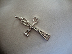 Vintage Sterling Silver Intriguingly Unique Diamond Cut Open-Work Cross Pendant