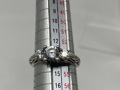 Gorgeous Signed PAJ BB Silvertone CZ Cubic Zirconia Size 6.5 Ring