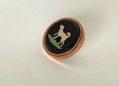 Victorian Glass and Enamel Dog Stud Button