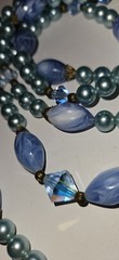 Gorgeous Blue Green 1950s-1960s Mid Century 54″ Necklace. Possibly Japan.