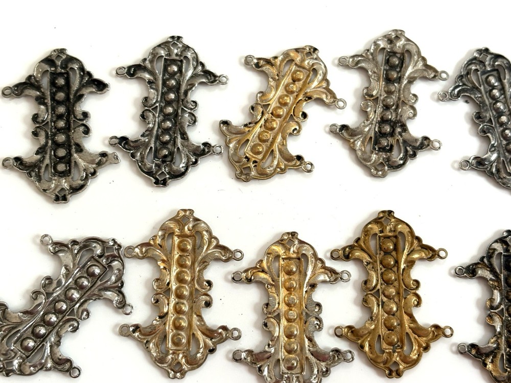 10 Pc Lot Stampings Belt Necklace Connectors Renaissance Style Jewelry Findings