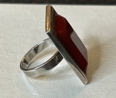 Sterling Silver Ring Jasper Stone ATI 925 Mexico Oversized 8.5