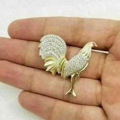 0.80 Ct Round Cut Real Moissanite Women’s Moon Brooch Pin 14K Yellow Gold Plated